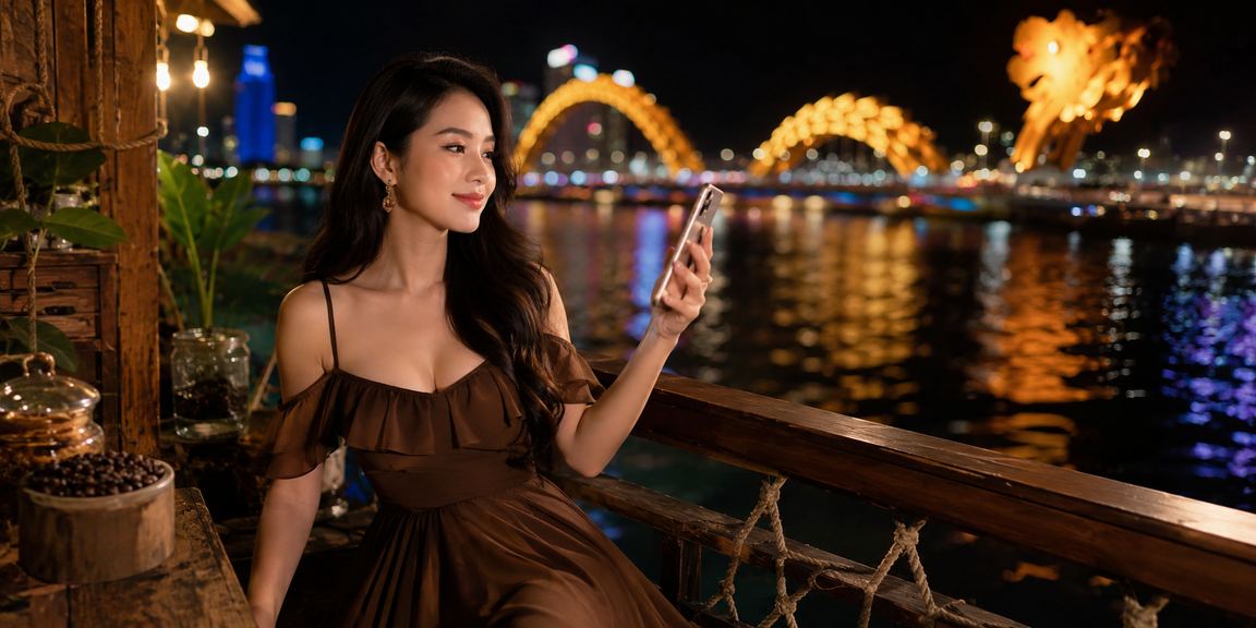 Người chơi thư giãn với điện thoại và cà phê tại Đà Nẵng